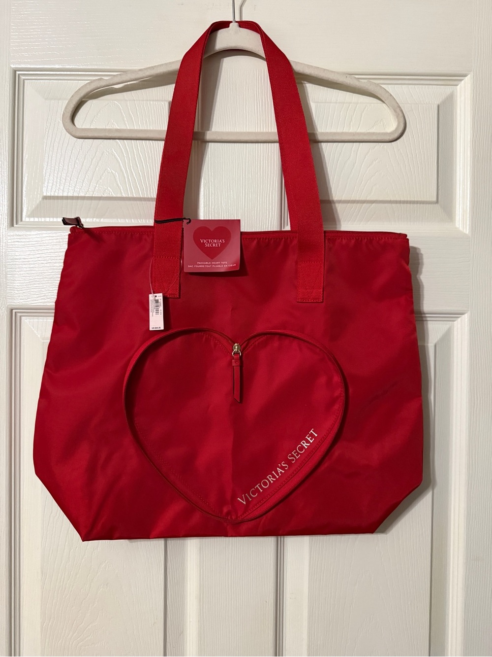 Victoria's Secret Red Heart Zip Tote Bag